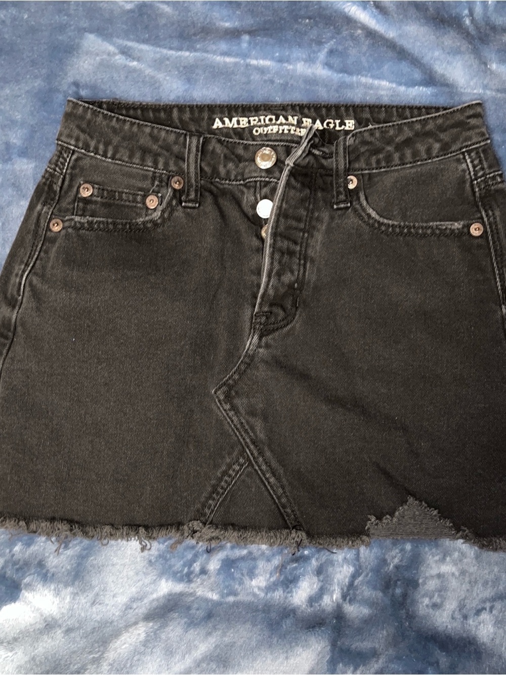 American Eagle Outfitters Black Denim Mini Skirt with Branded Waist